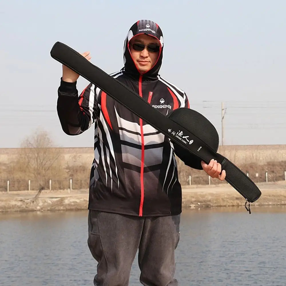 New Portable Fishing Rod Bag With Shoulder Strap Black Fishing Pole Reel Bag Folding Fishing Rod Case