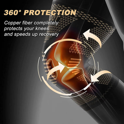 1Pair Copper Knee Brace, Compression Sleeves Support for Men & Women - Knee Pads for Running, Meniscus Tear, ACL, Arthritis