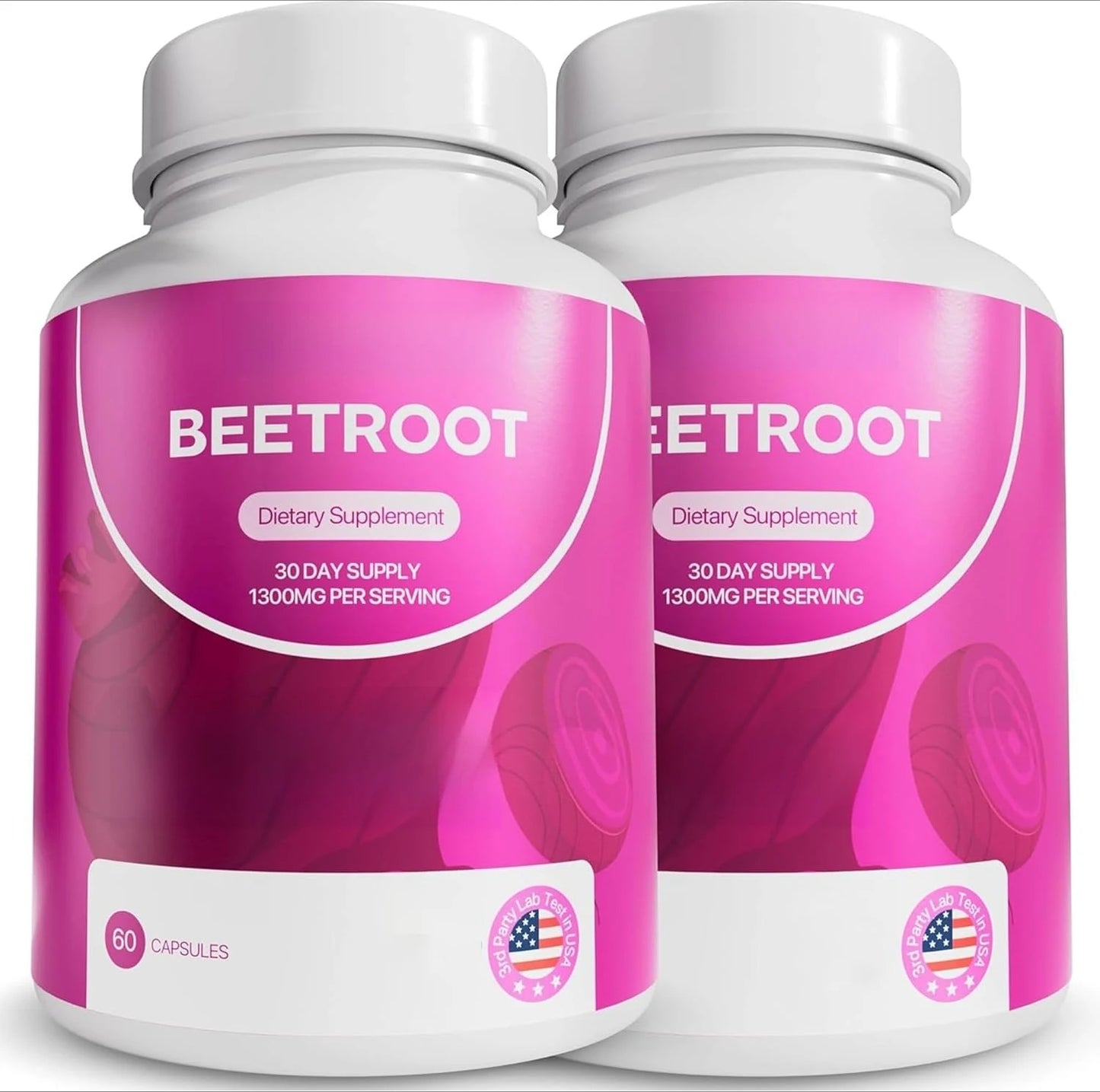 Organic Beetroot Capsules 1300mg Natural Beet Root Powder Supplement Plant-Based Formula Dietary Supplement
