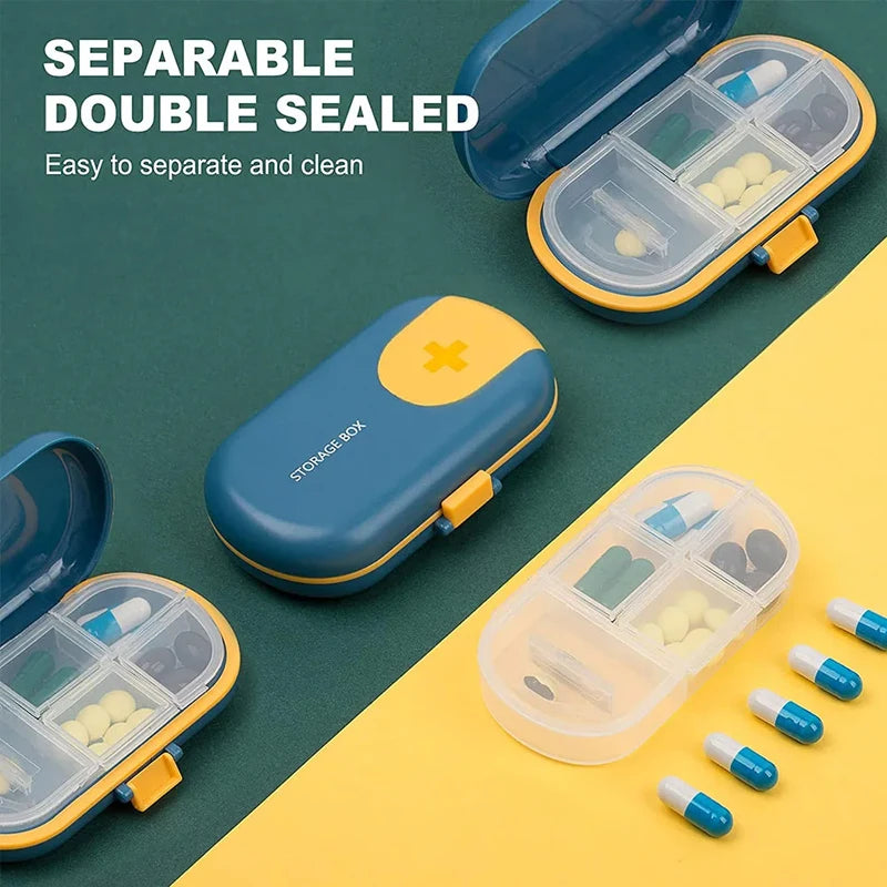 1PCS Portable Medicine Cutter 2-in-1 Pill Splitter & Case with Plastic Blade for Small or Large Pills, Travel Pill Crusher