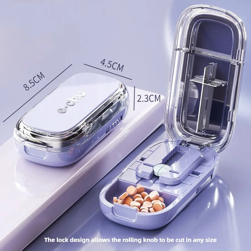New Quartering Pill Cutter Storage Box Portable Drug Tablet Medicine Dustproof Divider Organizer Crusher 1/2 1/4Pill Cutter