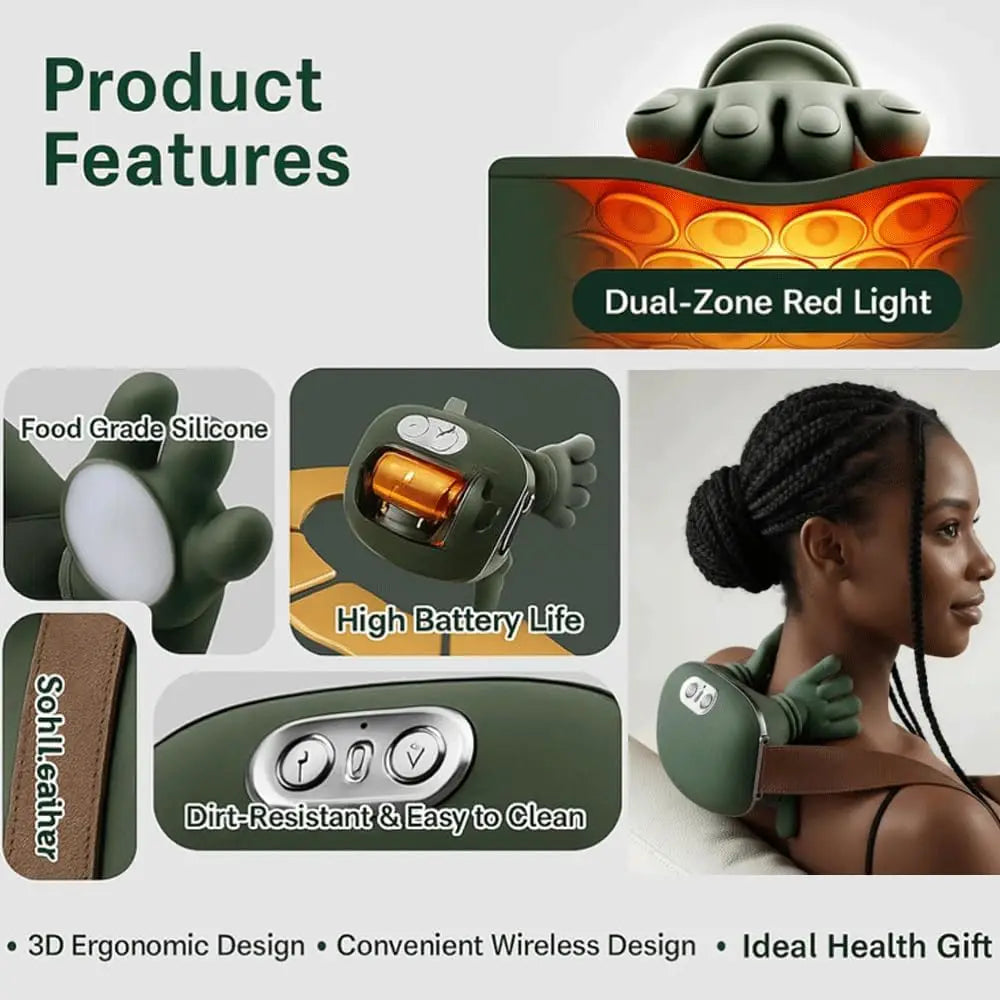 Wireless Neck And Back Massager with Heat 4D Kneading Shiatsu Deep Tissue for Shoulder Cervical  Trapezius Kneading Massage