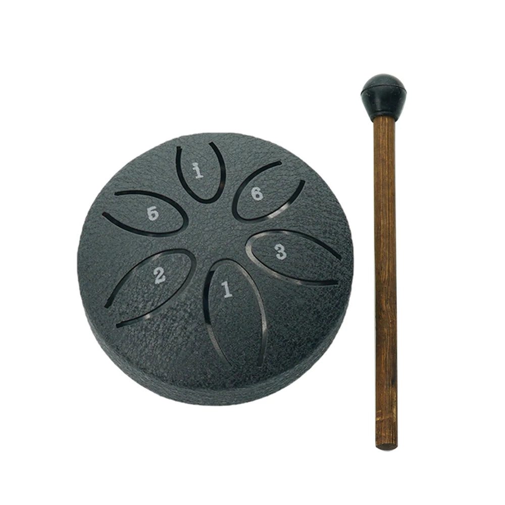 Steel Tongue Drum 3 Inch 6 Notes Percussion Instrument Balmy Drum with Drum Mallets for Meditation Yoga Majors Mini Handpan Drum