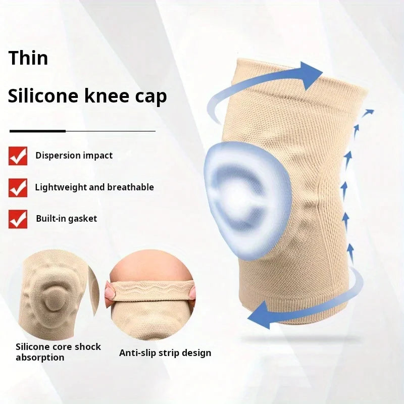 1/2pairs Silicone Knee Pads Non-slip Fitness Dance Sport knee Pads Basketball Pressurized Cycling Roller Skating Thin Knee Pads