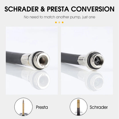 WEST BIKING Mini Bike Pump 100PSI Schrader Presta Valve MTB Road Cycling Pump Aluminum Alloy Bicycle Hand Air Pump Tire Inflator