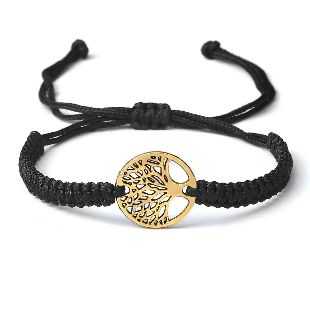 Lucky Red String Braid Bracelets Classic Retro Alloy The Tree of Life Handmade Men Women Kid Wristband Yoga Jewelry Gift Bangles