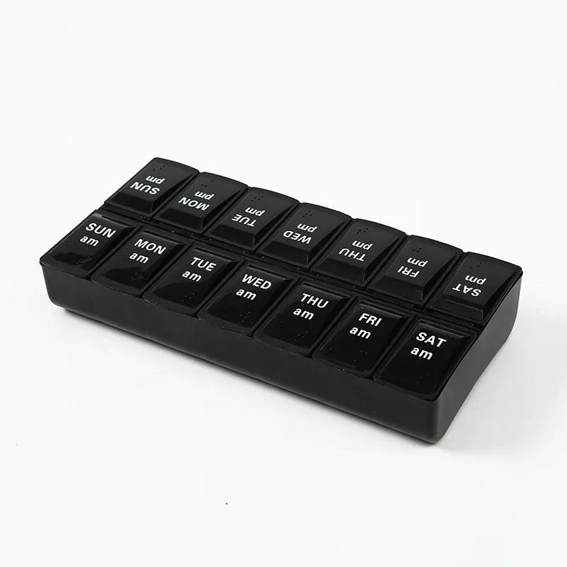 New Hot Premuim Portable Weekly Pill Organizer Case Box Storage Container 7 Day 2 Times 14 Grids for Vitamin Medicine Fish Oils