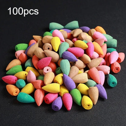 30/60/100pcs Waterfall Backflow Incense Cones Lavender Jasmine Sage Mix Scent for Incense Burner Yoga Meditation Home Fragrance