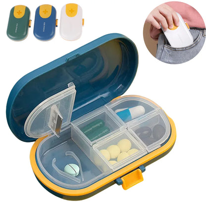 1PCS Portable Medicine Cutter 2-in-1 Pill Splitter & Case with Plastic Blade for Small or Large Pills, Travel Pill Crusher