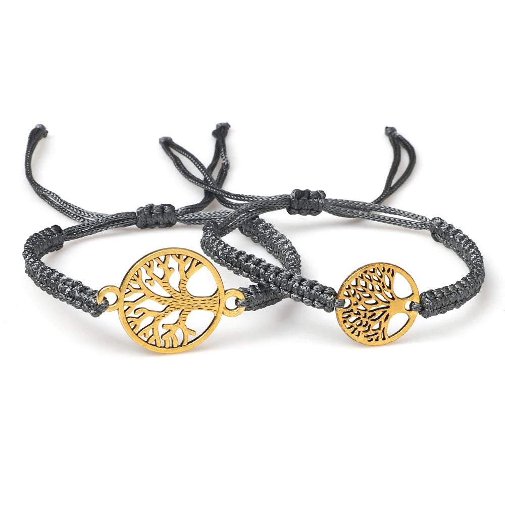 Lucky Red String Braid Bracelets Classic Retro Alloy The Tree of Life Handmade Men Women Kid Wristband Yoga Jewelry Gift Bangles