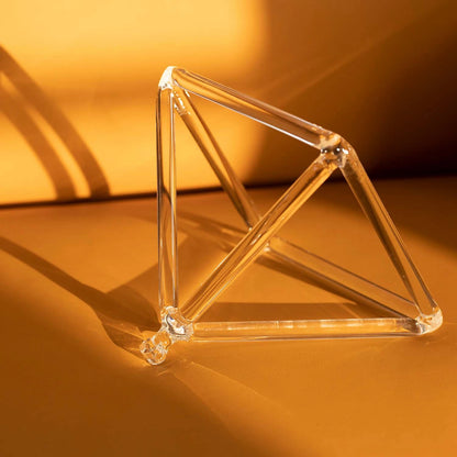 Hye-eun 3-10inch Clear Crystal Singing Pyramid Sound Energy Healing Instruments Quartz Triangular Tower Yoga Meditation