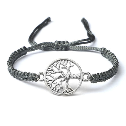 Lucky Red String Braid Bracelets Classic Retro Alloy The Tree of Life Handmade Men Women Kid Wristband Yoga Jewelry Gift Bangles
