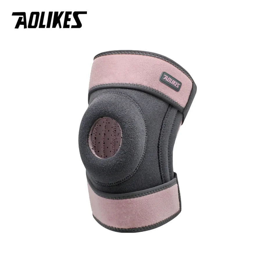 AOLIKES 1PCS Sports Knee Pads Four Springs Support Breathable Knee Brace with Side Stabilizers Patella Protector Gel Pads