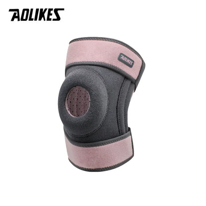 AOLIKES 1PCS Sports Knee Pads Four Springs Support Breathable Knee Brace with Side Stabilizers Patella Protector Gel Pads