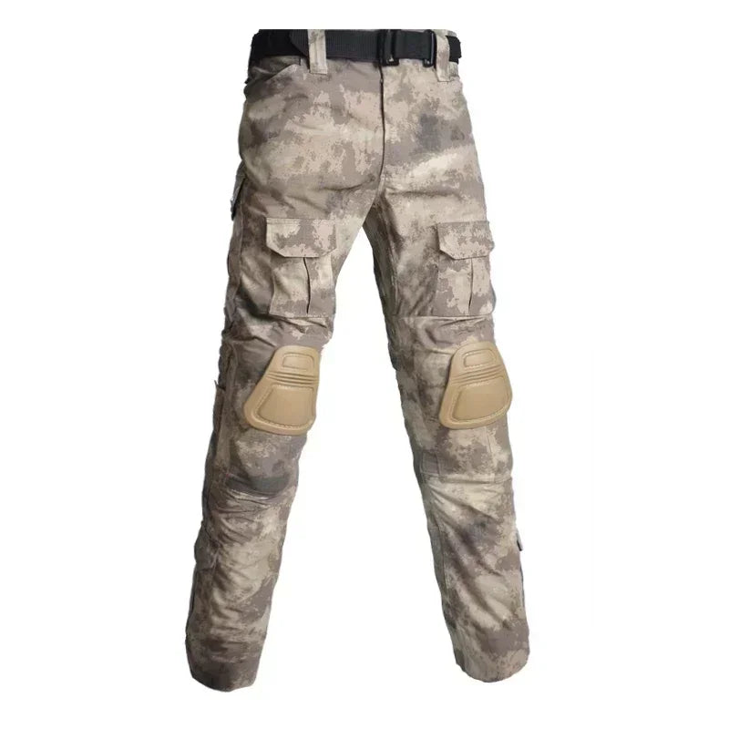 Camouflage Tactical Uniform Hunting Shirts Pants with Elbow Knee Pads Outdoor Hiking Training Frog Sets Clothing Ghillie Suits