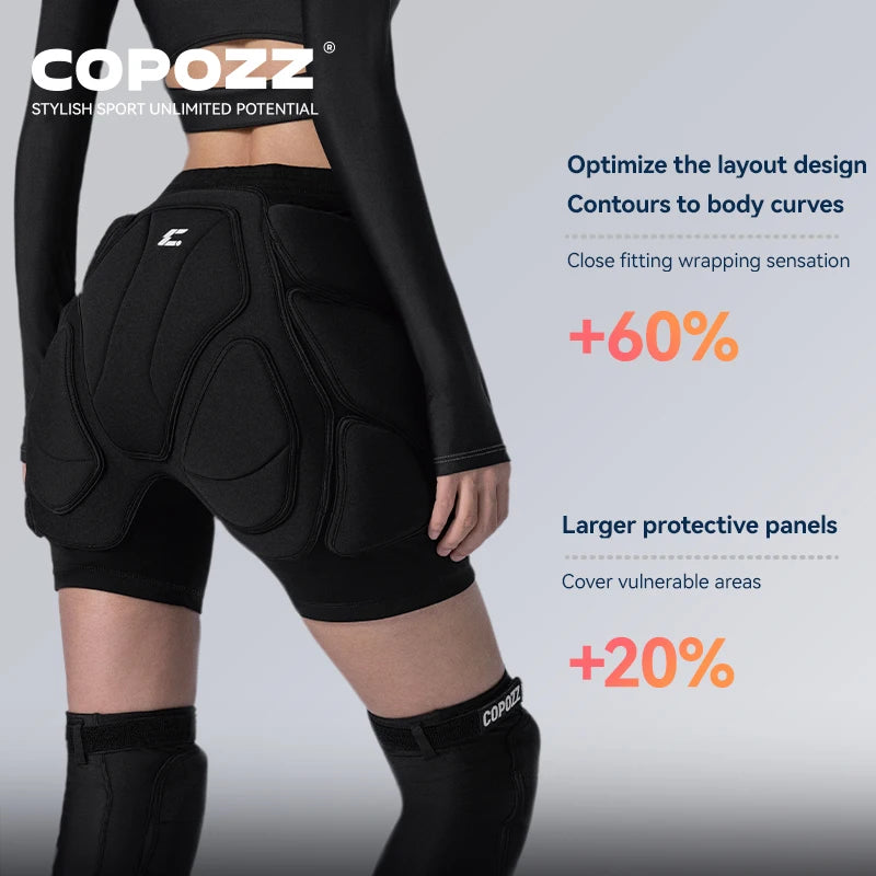 COPOZZ Extreme Sports Ski Skate Snowboard Protection Skiing Protector Knee Pads Skating Protective Hip Padded Shorts Pants S-XL