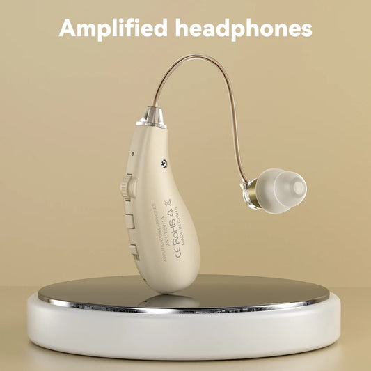 Rechargeable Over-the-Ear Hearing Aid Headphones for the Elderly with Noise Reduction and Affordable Pricing