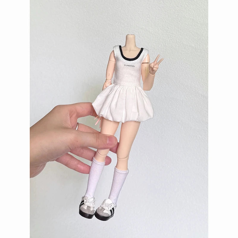 DLBell Stylish Blyth Clothes Blossom Hem Skirt Sports Vest Dress Outfit for Blythe OB24 Pullip Azone 1/6 Dolls Clothing