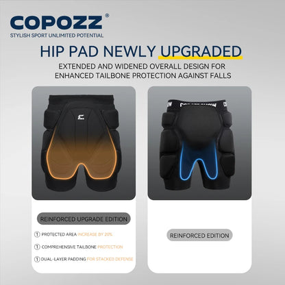 COPOZZ Extreme Sports Ski Skate Snowboard Protection Skiing Protector Knee Pads Skating Protective Hip Padded Shorts Pants S-XL