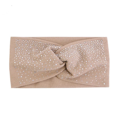 Hot Fix Rhinestone Hair Bands Cotton Yoga Headbands Front Cross Headwrap Women Headbands Headpiece Headwrap Turban Headwear