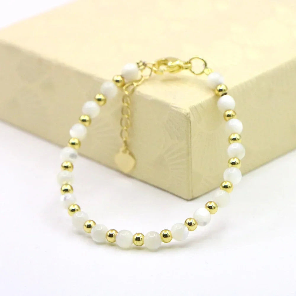 Fashion Lovely Baby Baptism Bracelet Natural Stone Crystal Lobster Clasp Parts Yoga Christmas Wedding Girls Gift Jewelry Charm