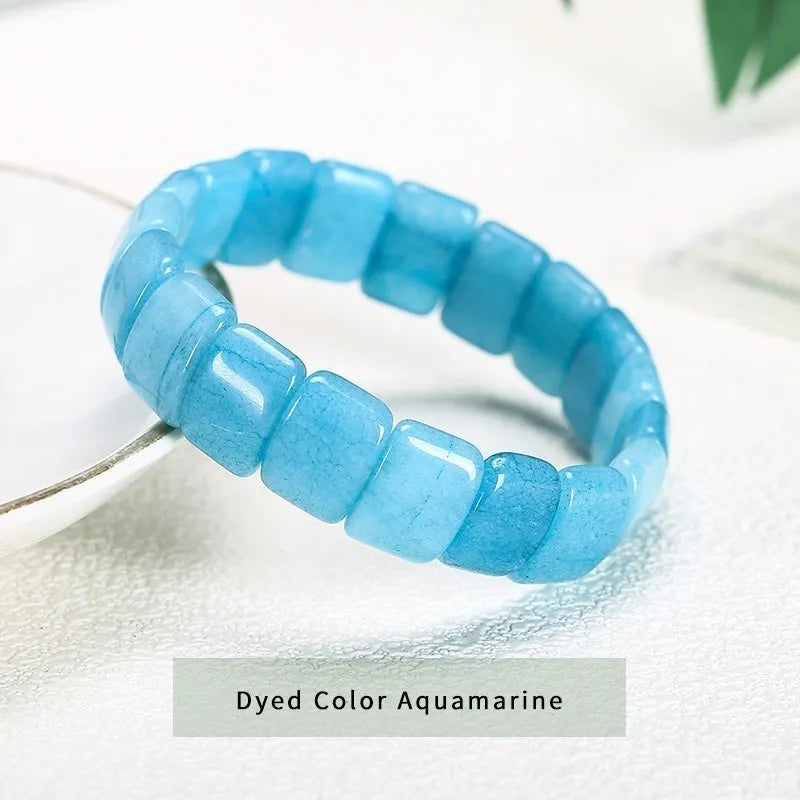 JD 10x14mm Natural Multilcolor Amethyst Crystal Stone Square Beads Bangle Charms Yoga Men Women Meditation Amulet Wrist Bracelet