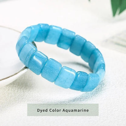 JD 10x14mm Natural Multilcolor Amethyst Crystal Stone Square Beads Bangle Charms Yoga Men Women Meditation Amulet Wrist Bracelet
