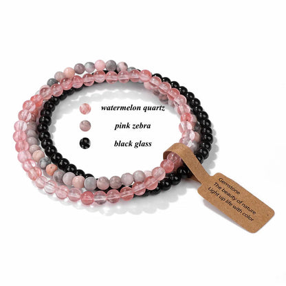 3pcs/Set Natural Stone Beaded Bracelet 4mm Lapis Lazuli Agat Bead Bracelets Couple Yoga Mini Bracelet for Men Women Jewelry Gift