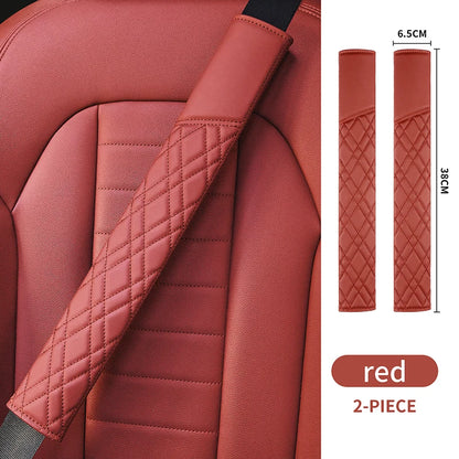 Car Seat Belt Pads Universal Nappa Leather Car Seat Shoulder Strap Pad Cushion Cover Car Belt Protector Safety Belt Cover