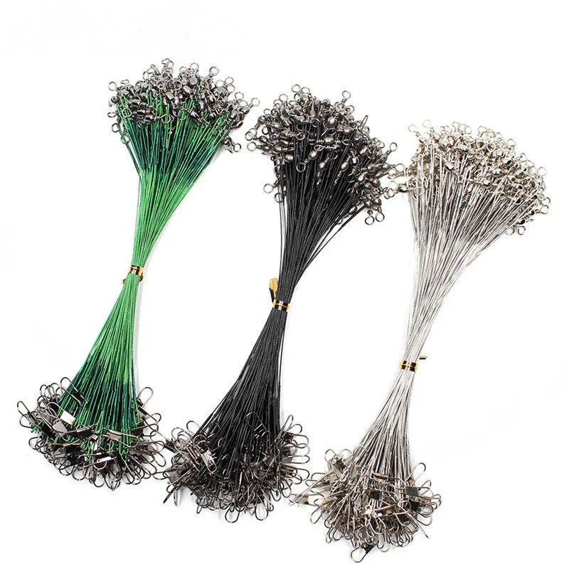 Anti Bite Steel Fishing Line Steel Wire Leader With Swivel Fishing Accessory Lead Core Leash Fishing Wire 15cm 20cm  30cm