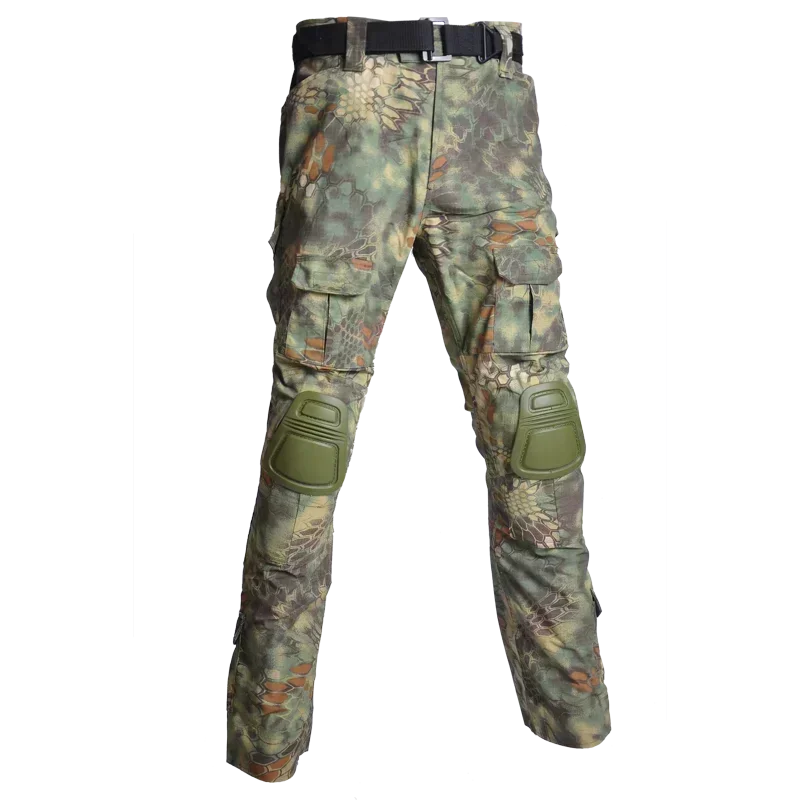 Camouflage Tactical Uniform Hunting Shirts Pants with Elbow Knee Pads Outdoor Hiking Training Frog Sets Clothing Ghillie Suits