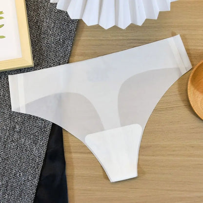 Transparent Women's Summer Ice Silk Panties Traceless Yoga Fitness Ice Silk Seamless Briefs Thong Breathable Low Waist Lady