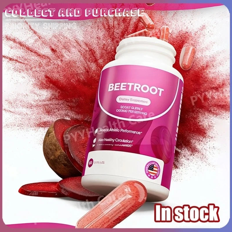 Organic Beetroot Capsules 1300mg Natural Beet Root Powder Supplement Plant-Based Formula Dietary Supplement
