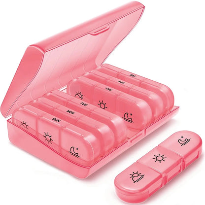 Fashion 7 Day Pill Box Organizer Case Portable 2 Times A Day Vitamin Tablet 14 Grids Large Storage Travel for Medicine Fish Oils