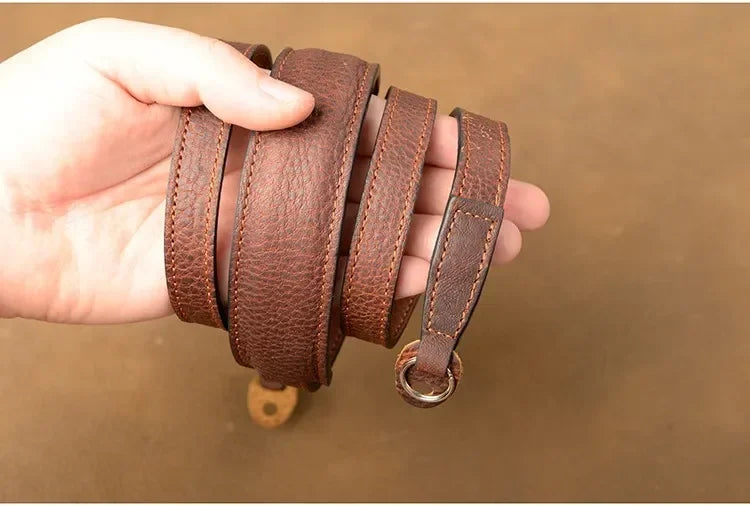 Genuine Leather Camera Strap Belt Handmade Shoulder Strap black color