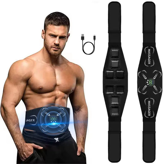 Abdominal Muscle Toner EMS Muscle Stimulator Electric Toning Belt Waist Trainer USB Recharge Body Weight Loss Fitness Massager
