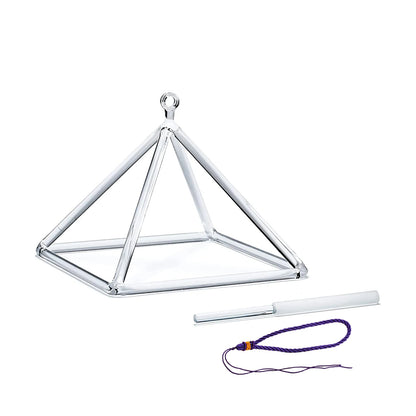 Hye-eun 3-10inch Clear Crystal Singing Pyramid Sound Energy Healing Instruments Quartz Triangular Tower Yoga Meditation