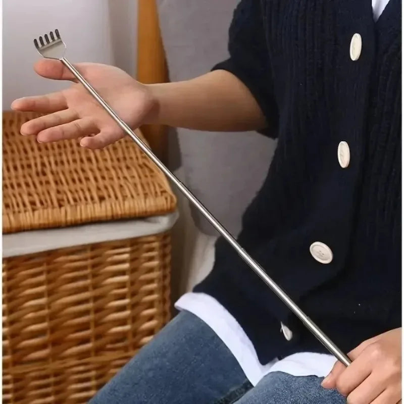 Silvery Portable Telescopic Back Scratcher Extendable Stainless Steel for Men & Women Gift for Mothers And Fathers