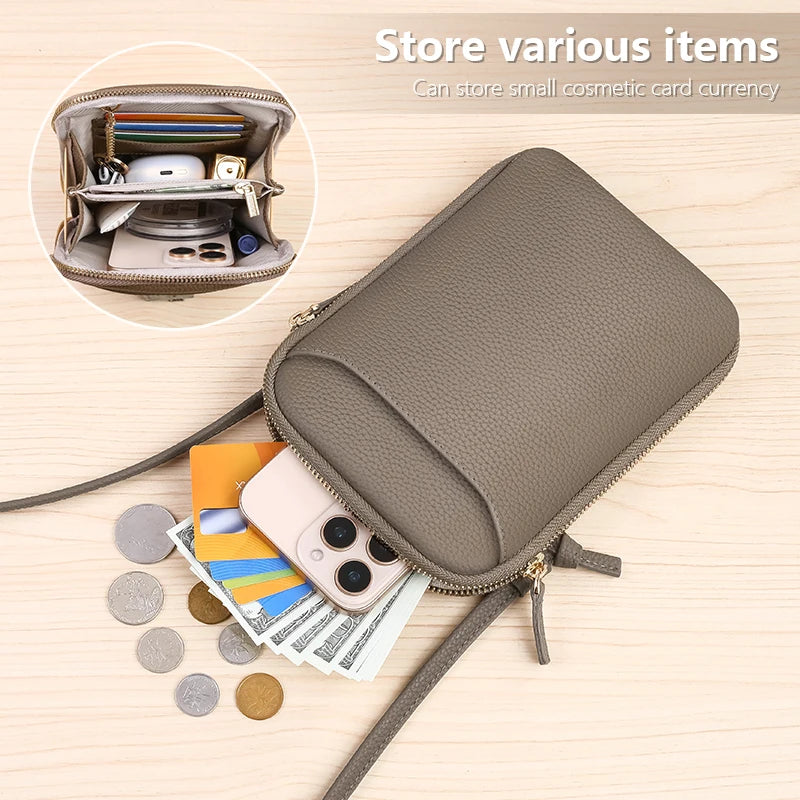 Girl's Leather Crossbody Wallet with Front Pocket and Adjustable Shoulder Strap – Perfect for Concerts, Festivals, and Sports Ev