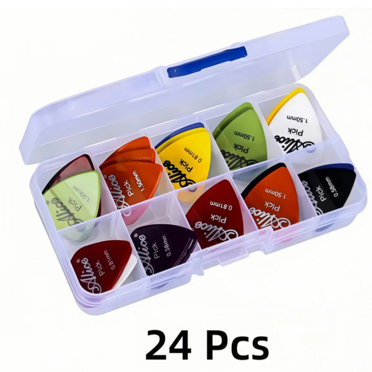 Alice 12/24/50/100 Pcs Mixed ABS Guitar Picks, Multicolor Premium Plastic Plectrum for Electric Guitar/Bass/Ukulele Accessories