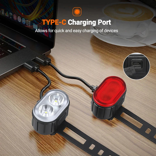 USB Rechargeable Bicycle Lights Bike Safety Warning Lamp Outdoor Waterproof Cycling Flashlight For Mountain And Road Bikes