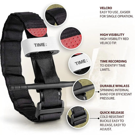 Tactical Tourniquet Emergency Emergency Strap Single Handed Medical First Aid Equipment for Hiking Camping Travel Outdoor Sports