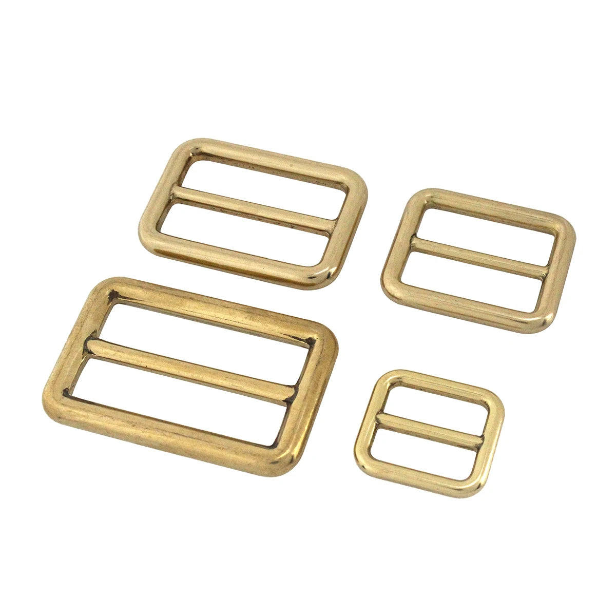 Solid Brass Rectangular Adjuster Buckle Cast Tri Glide Slide Backpack Strip webbing  leather craft Bag Shoulder Strap Belt