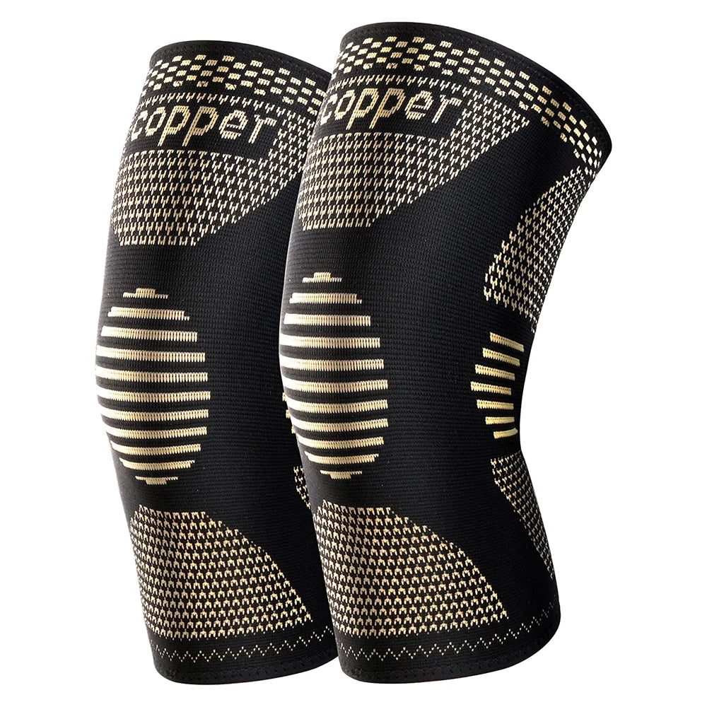 2Pcs Copper Knee Brace for Knee Pain - Copper Knee Compression Sleeves - Knee Pads for Sports,Meniscus Tear,ACL,Arthritis,Joint