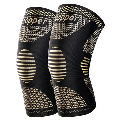 2Pcs Copper Knee Brace for Knee Pain - Copper Knee Compression Sleeves - Knee Pads for Sports,Meniscus Tear,ACL,Arthritis,Joint