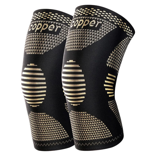 2Pcs Copper Knee Brace for Knee Pain - Copper Knee Compression Sleeves - Knee Pads for Sports,Meniscus Tear,ACL,Arthritis,Joint