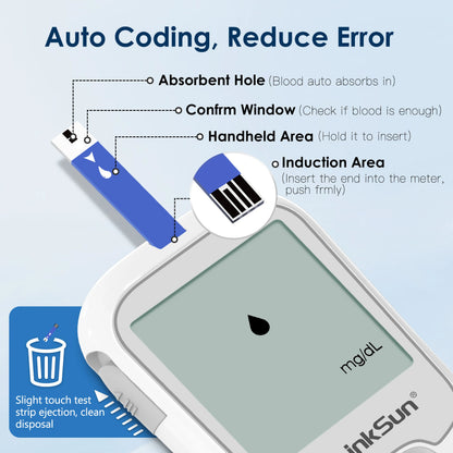LinkSun G-425-1 Blood Glucose Meter 50/100 pcs Test Strips and Lancets Diabetes Medical  Glucosemeter Testing Blood Sugar Tester