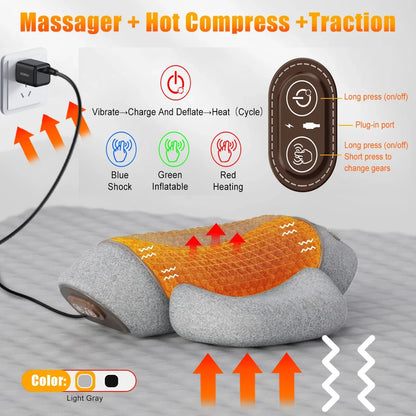 Electric Massager Cervical Pillow Hot Compress Vibration Massage Neck Traction Relax Sleeping Memory Foam Pillow Spine Support