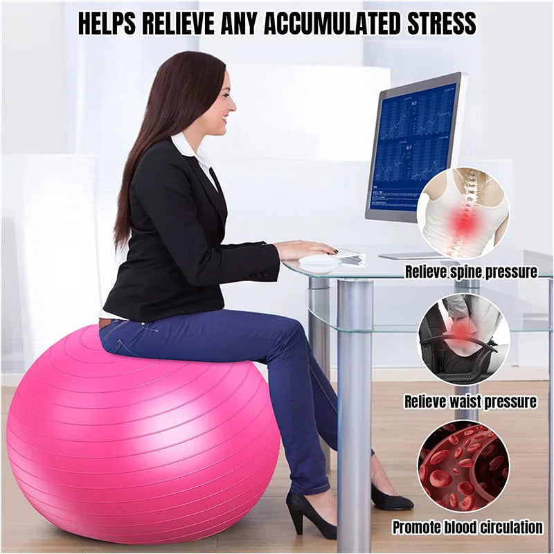 45-95CM Anti-Burst Yoga Ball Thickened Exercise Ball for Pilates Balance Stability Workout Pregnancy Birthing Physical Therapy