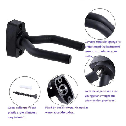 Miwayer Wall Mount Guitar Hook – 1/2/5/10pcs, Metal Core + ABS, Anti-Scratch EVA Padding, Fits Most String Instruments